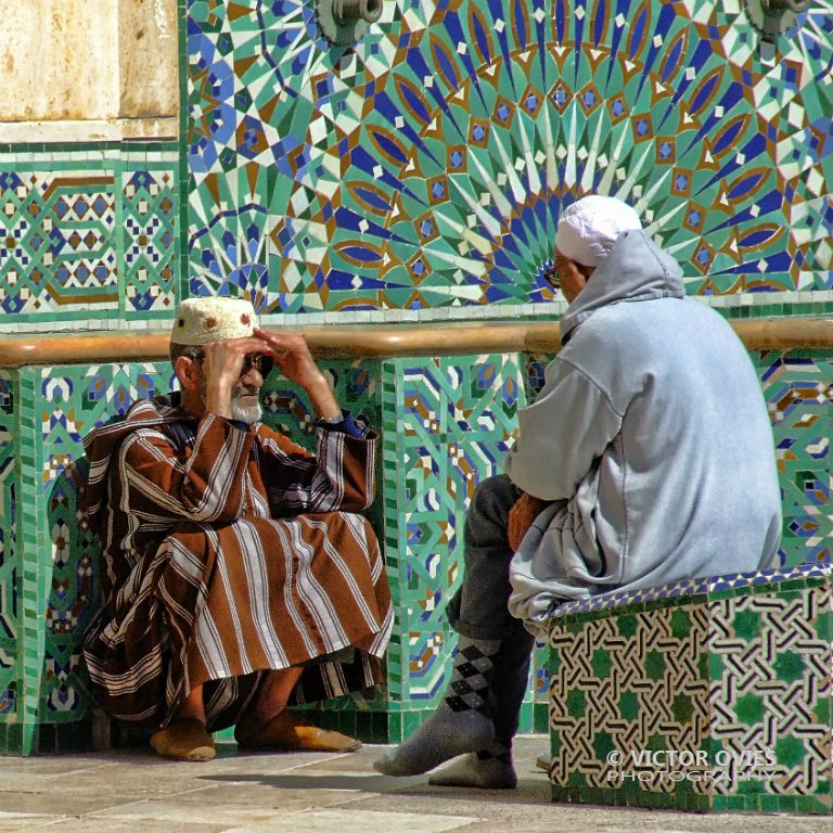 Casablanca - Mosque of Hassam II - Men Waiting for the Mosque to Open